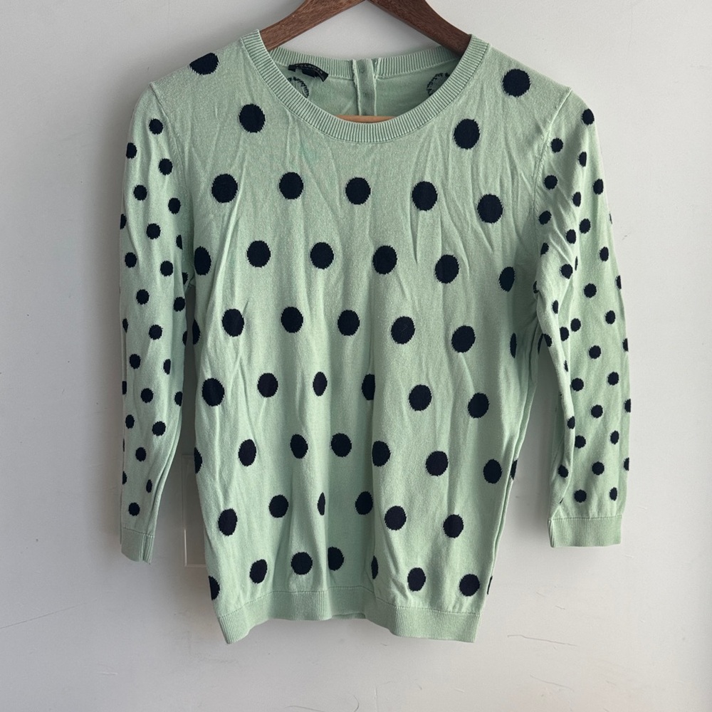 Talbots Mint Green Polka Dot Sweater XS